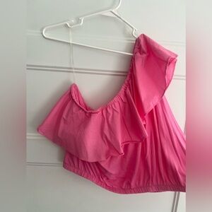 One Shoulder Pink Top